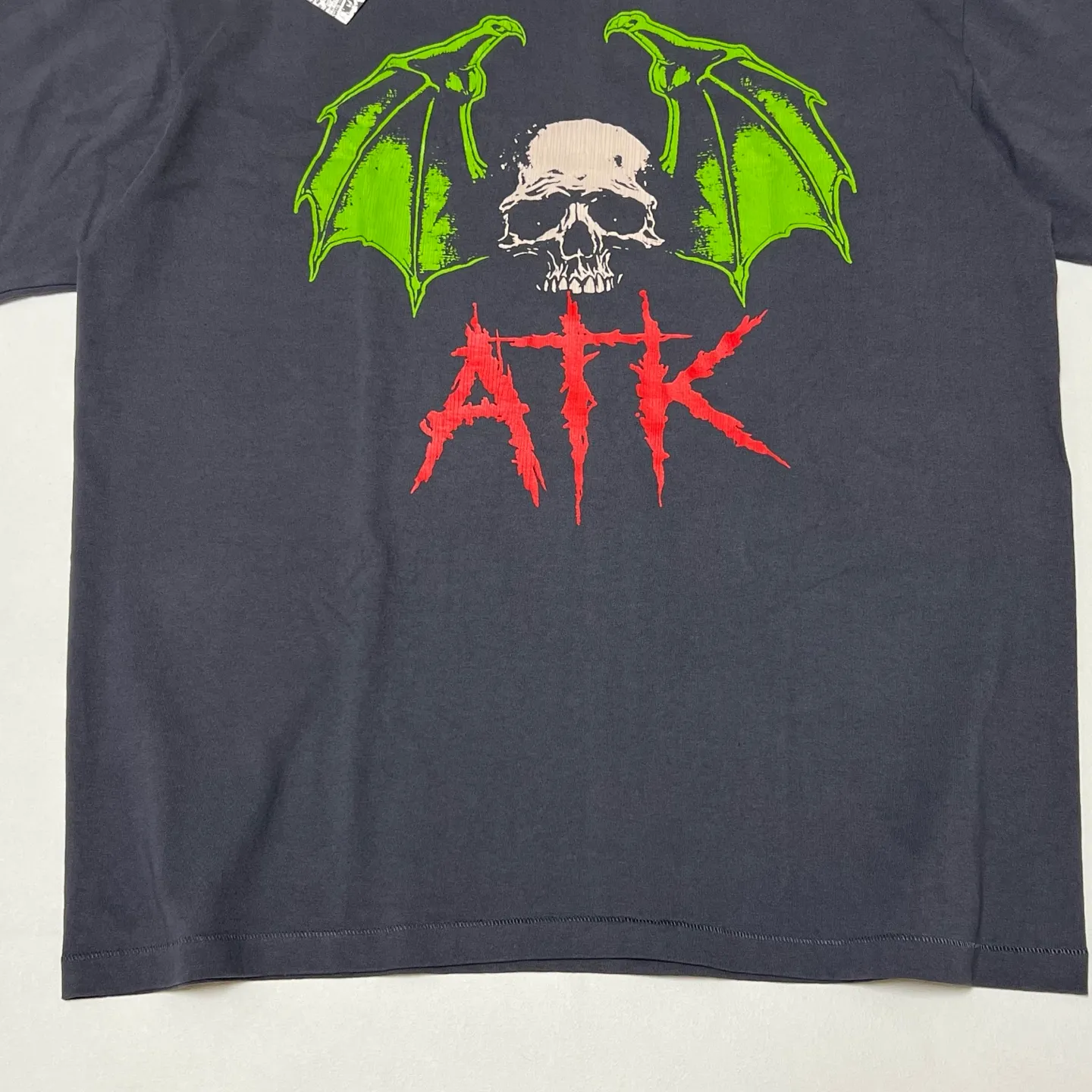 GALLERY DEPT. ATK NIGHT TEE/WALK ATK series latest model Bat skull glitter LOGO distressed TEE Washed black S-XL Garment dyeing Rewashed distressed Original consistent main mark➕ATK series main mark Correct version Top-notch printing technology Divine restoration